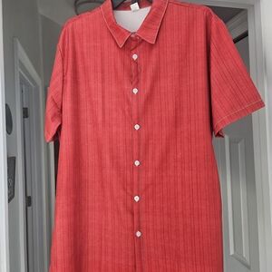 Classic Red With Thin Black Stripes Button-Down Men's Shirt, Cool Handed